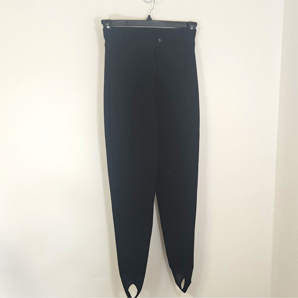 Vtg Wool Blend Black Stirrup Ski Pants Size 6 Reg Made in USA Retro 90s